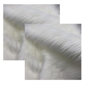 YYCRAFT Luxury Thick Heavy Faux Fur Fabric Squares CutsPatches Costume Camera Floor & Decoration (2 Pack,White)