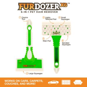 FurDozer X6 Pet Hair Remover & Auto Detailing Tool - Cat & Dog Hair Remover for Carpets, Car Interiors, Couches, Bedding, & Pet Furniture - Reusable Pet Hair Removal Tool for Cat and Dog Fur & Lint