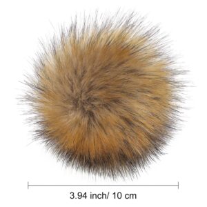 Tatuo 16 Pieces Faux Fur Pom Pom Ball DIY Fur Pom Poms for Hats Shoes Scarves Bag Pompoms Keychain Charms Knitting Hat Accessories (Natural)