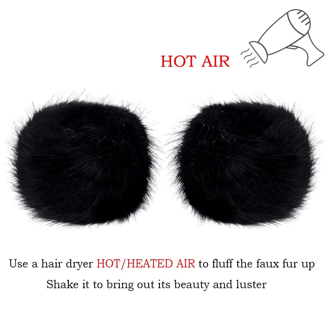 HOMEYEAH Faux Fur Cuffs Arm Leg Warmers Furry Wrist Cuff Warmer Halloween Decorations Costumes For Women