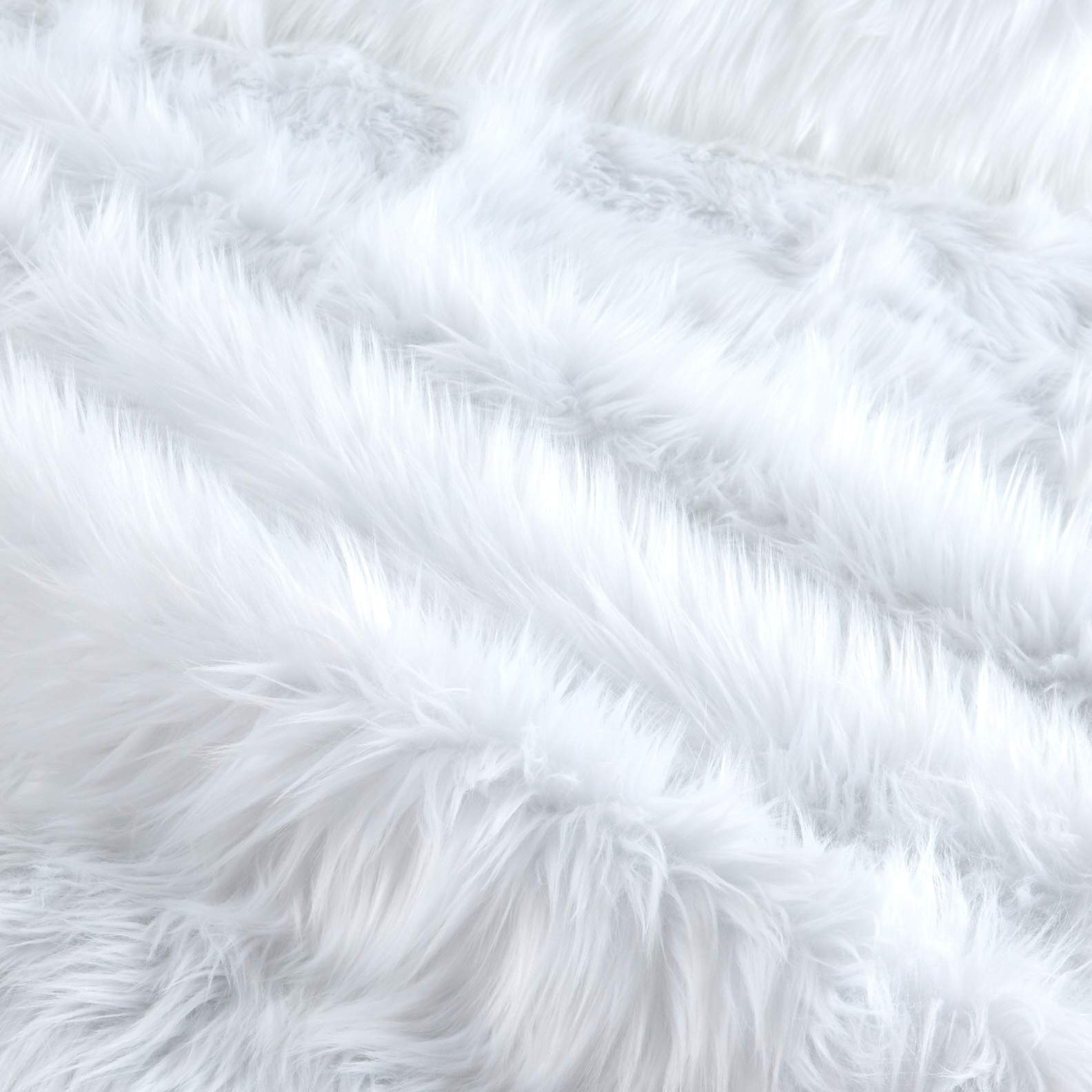 Shannon Faux Fur Luxury Shag White, Fabric by the Yard