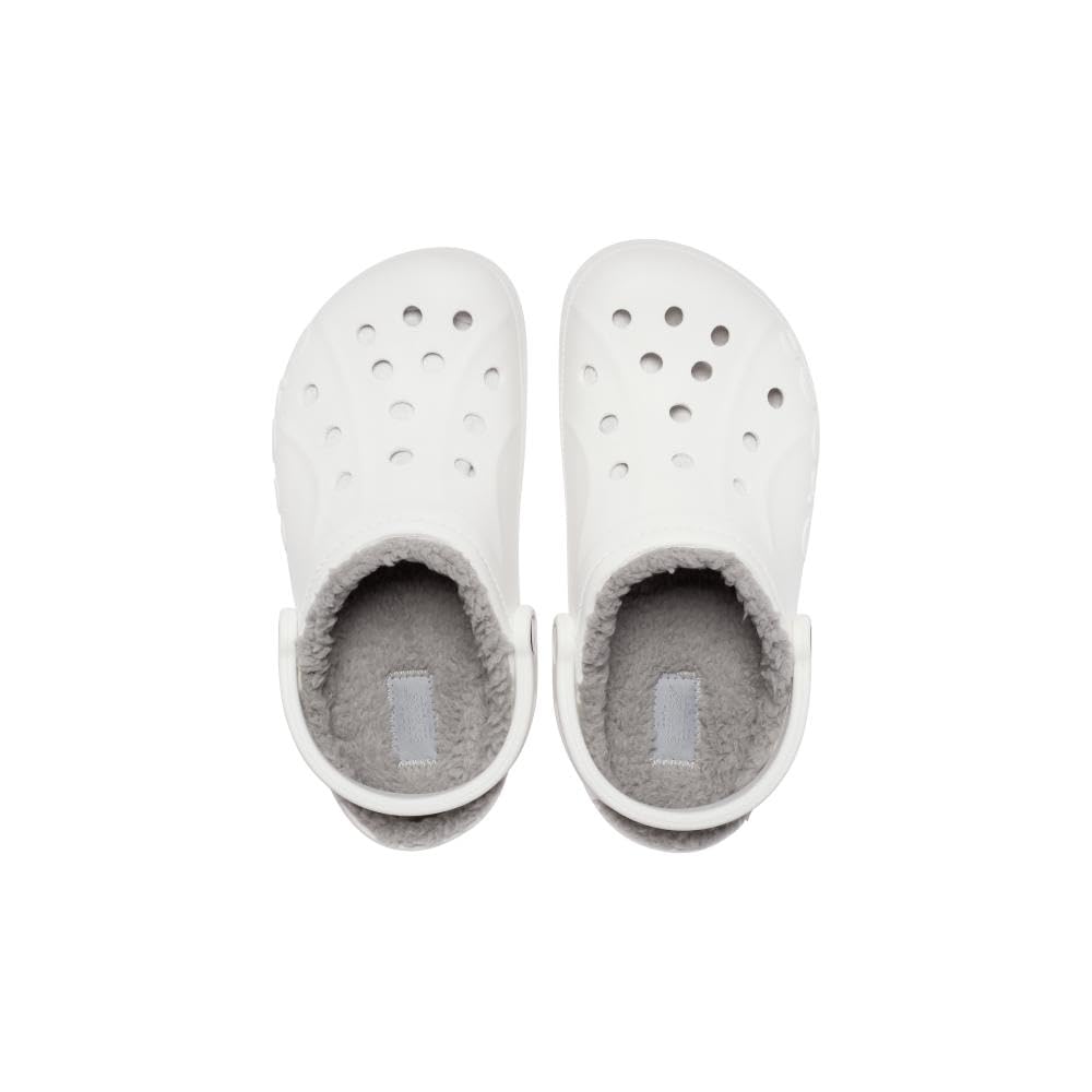 Crocs Unisex Baya Lined Clog | Fuzzy Slippers, White/Light Grey, numeric_8 US men