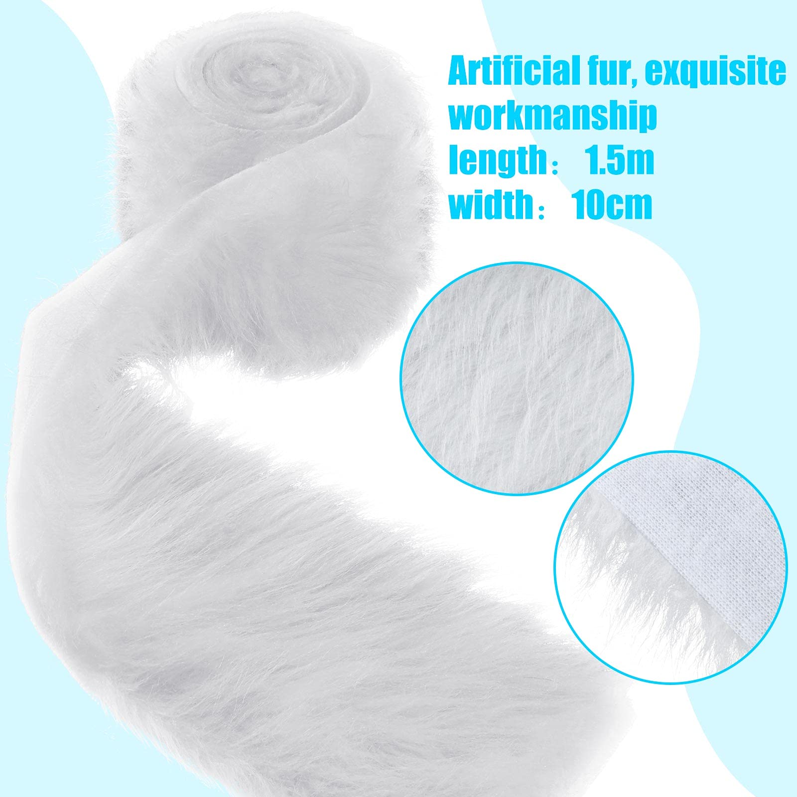 3 Pieces Christmas Faux Fur Ribbon White Fur Trim White Fabric Roll Soft Fluffy Fur Ribbon Plush for Christmas Tree Garlands Decor DIY Craft Costume Sewing 4 Inch x 5 Feet