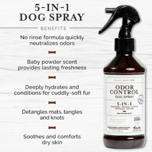 Rosen Apothecary 5-in-1 Odor Control Dog Spray, 240ml/8 fl oz, Spray for Dogs with Odor Issues, Oatmeal, Lavender and Tea Tree Oil, Detangles Fur