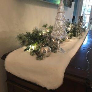 yuboo White Fur Table Runner, Dresser Runner for Bedroom Furniture Fluffy Dresser Top Cover 15 x 108 Inches