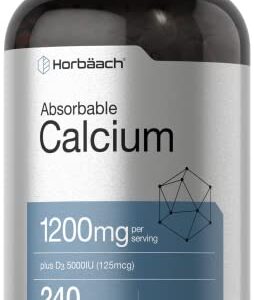 Calcium 1200 mg with Vitamin D3 | 240 Softgels 5000 IU Absorbable Supplement Non-GMO, Gluten Free by Horbaach