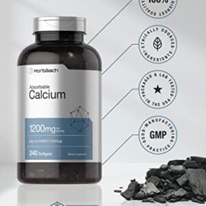 Calcium 1200 mg with Vitamin D3 | 240 Softgels 5000 IU Absorbable Supplement Non-GMO, Gluten Free by Horbaach