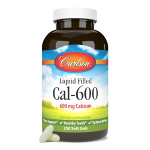 Carlson - Cal-600, 600 mg Calcium, Bone Support, Healthy Teeth & Optimal Wellness, 250 Softgels