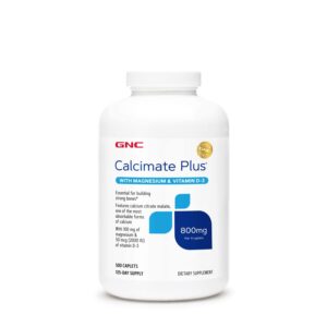 gnc calcimate plus magnesium & vitamin d-3 800mg | most absorbable form of calcium | 500 count