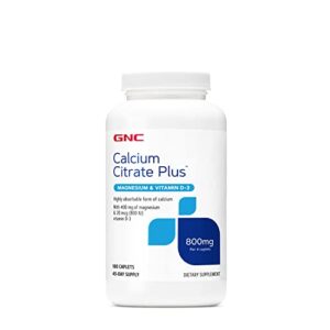 gnc calcium citrate plus magnesium & vitamin d-3 800mg | highly absorbable form of calcium | 180 count