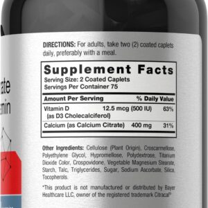 Horbäach Calcium Citrate with Vitamin D3 | 150 Petites | Vegetarian Supplement | Non-GMO, Gluten Free