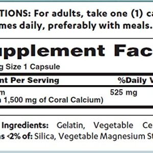 Vitamin World Coral Calcium 1500 mg. 120 Capsules, Mineral Supplement, Rapid-release, Gluten Free