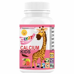 lmp calcium for kids with vitamin d3 (vit d), magnesium, zinc, vitamin c, l lysine multivitamin supplement for strong bone, teeth, immunity, growth and development- 60 tablets