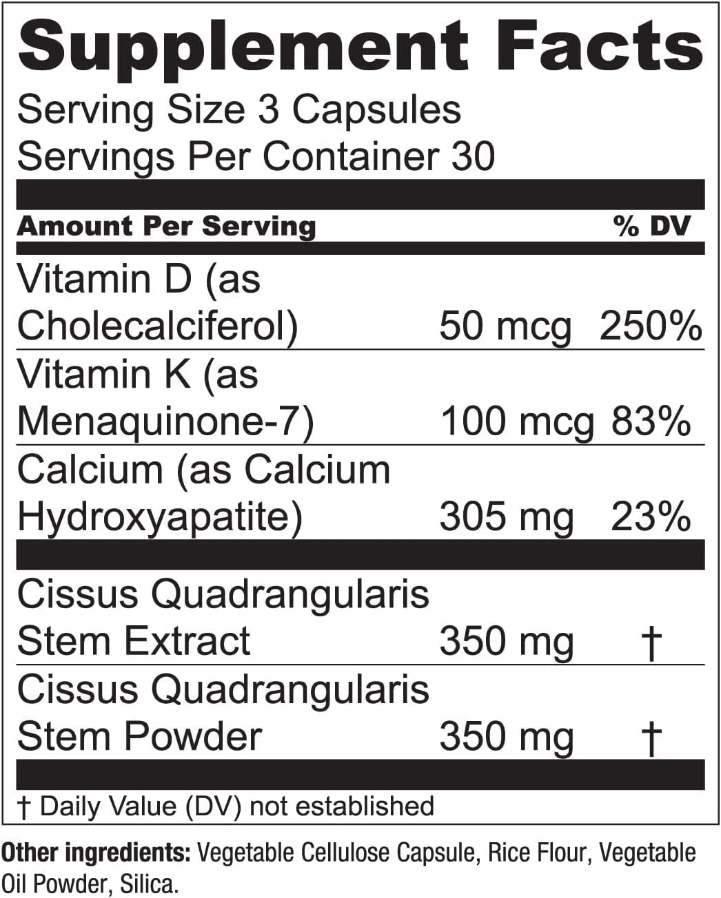 Essential Elements Bone Boost Bone Health Supplement - Bone Support and Calcium Supplement with Vitamin D 3, K2, Cissus Quadrangularis for Bone Strength - 90 Capsules (30 Day Supply)