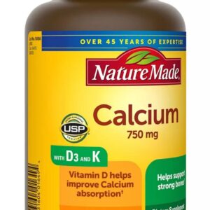 Nature Made Calcium 750 mg with Vitamin D3 and K, Dietary Supplement for Bone Support, 300 Tablets+Better Guide Vitamins Supplements Book Free