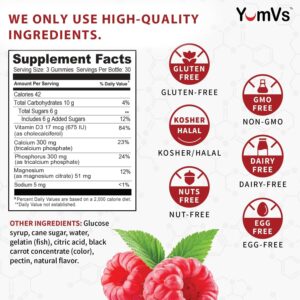 Yum-V Calcium, Magnesium, Vitamin D3 Gummies (90 Count) Vitamin Gummies for Women, Men & Kids - Calcium Supplement for Strong Bone Health - Gummy Vitamin D Calcium Chews - Certified Kosher - Pack Of 2