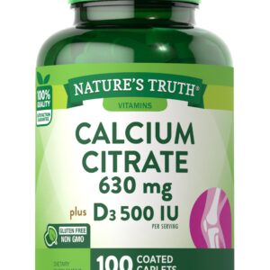 Calcium Citrate with Vitamin D3 | 100 Caplets | Non-GMO, Gluten Free Supplement | by Nature's Truth