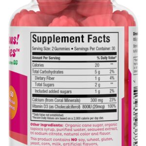 Maxi Health - Calcium Gummies with Vitamin D3 (60 Count) - 300 mg Coral Calcium & 1000 IU Vitamin D Gummy - Chewable Kosher Calcium D3 Gummies for Adults, Women, Men & Kids - Calcium Chews Supplement