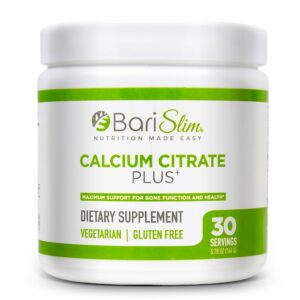 barislim bariatric calcium citrate plus powder - formulated for patients after weight loss surgery - maximum support for bone function and health - easy digestion and absorption | 600 mg (30 servings)