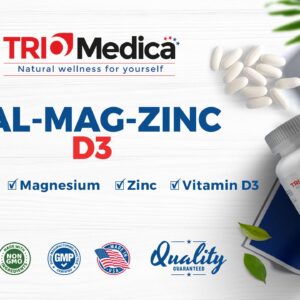 Cal-Mag-Zinc D3 Dietary Supplement (Calcium Magnesium Zinc & Vitamin D3) | Immune, Bones & Teeth Support | Non-GMO | Vegan | Gluten Free | Dairy Free | Kosher | 60 Softgels | (60 Count (Pack of 1))