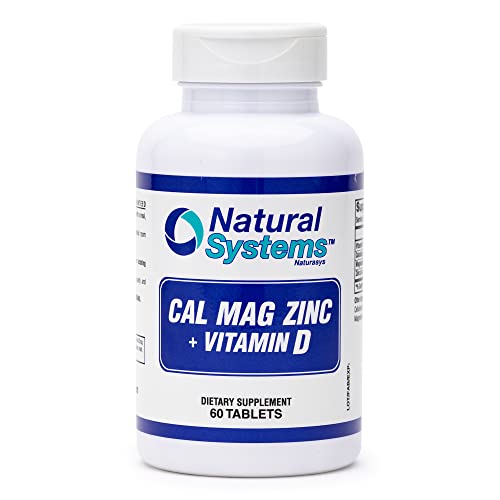 Calcium Magnesium Zinc Vitamin D Supplement 60 Tablets by Natural Systems - Calcium Magnesium Zinc and Vit D Supplements for Strong Immune System - Magnesium Supplement for The Immune System