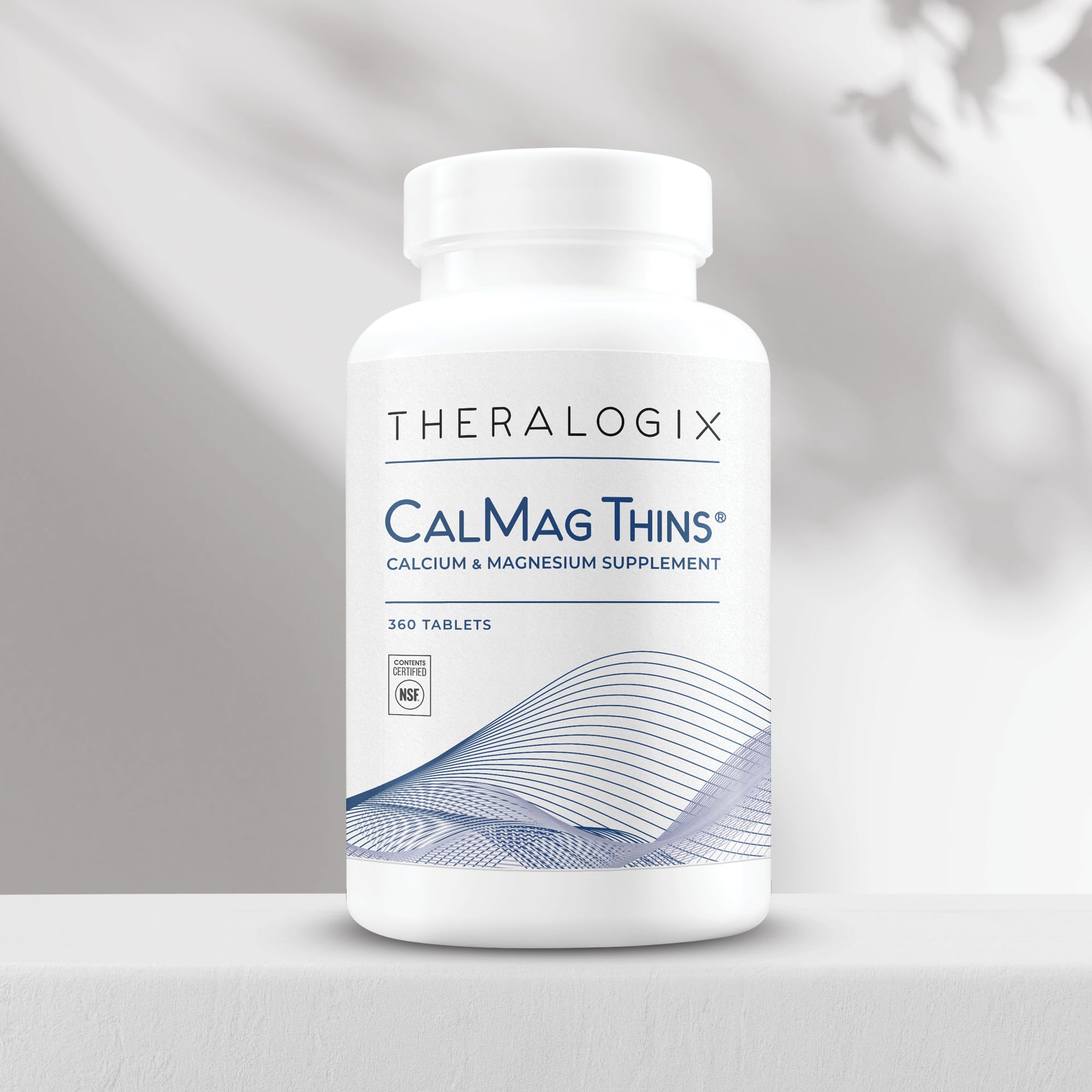 Theralogix CalMag Thins Calcium & Magnesium Supplement - Bone Support Supplement for Women & Men - Contains 200 mg of Calcium and 50 mg of Magnesium - NSF Certified - 360 Tablets