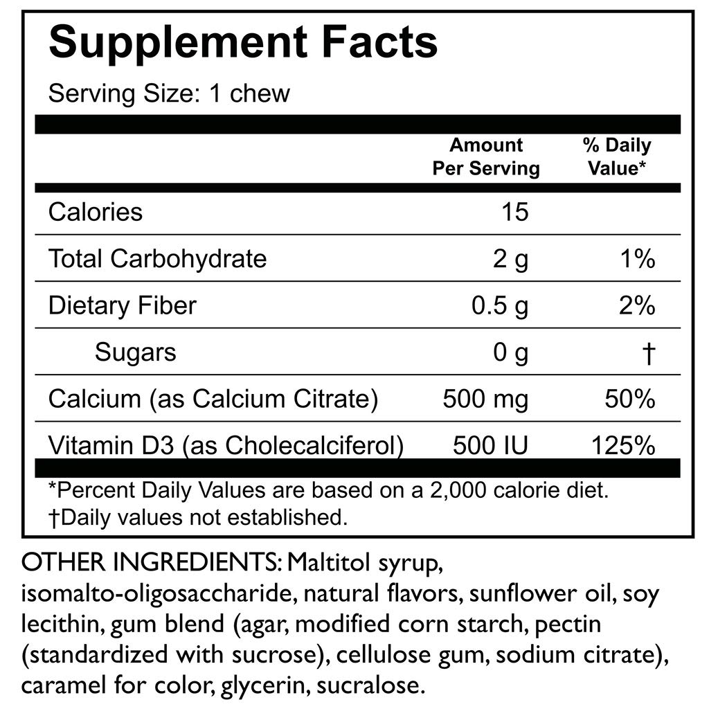 Celebrate Vitamins Calcium Citrate Soft Chews - 500mg Calcium Citrate, 500 IU Vitamin D3 - Bone Health Support - Sugar & Gluten Free, Calcium Supplement After Bariatric Surgery, Caramel, 270 Count