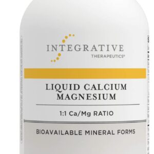 Integrative Therapeutics Liquid Calcium Magnesium - 1:1 Calcium to Magnesium Ratio - Mineral Supplement with Vitamin D3 - Bone Health Supplement for Men and Women* - 16 fl oz, Berry Flavored