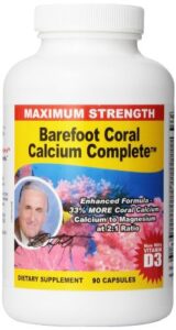 barefoot coral calcium complete 1500mg, 90 capsules- coral calcium supplement developed by bob barefoot- supports overall health & ph levels- contains calcium, magnesium, & vitamins.