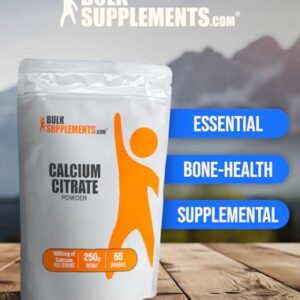 BulkSupplements.com Calcium Citrate Powder - Calcium Citrate Supplement, Calcium Citrate 1000mg - Gluten Free, 4500mg (1000mg Calcium) per Serving, 250g (8.8 oz) (Pack of 1)