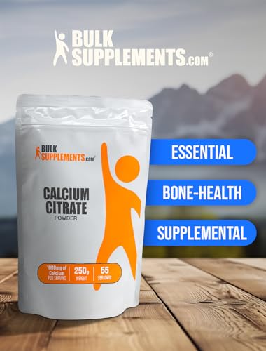 BulkSupplements.com Calcium Citrate Powder - Calcium Citrate Supplement, Calcium Citrate 1000mg - Gluten Free, 4500mg (1000mg Calcium) per Serving, 250g (8.8 oz) (Pack of 1)