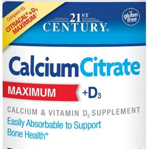 21st Century Calcium Citrate + D3, 400 Tablets Per Bottle (2 Pack)