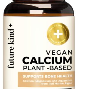 Future Kind Vegan Calcium Supplement (60 Capsules) - Plant-Based Calcium Magnesium Supplement Sourced from Iceland for Teeth and Bone Support - Calcium Supplements for Women & Men