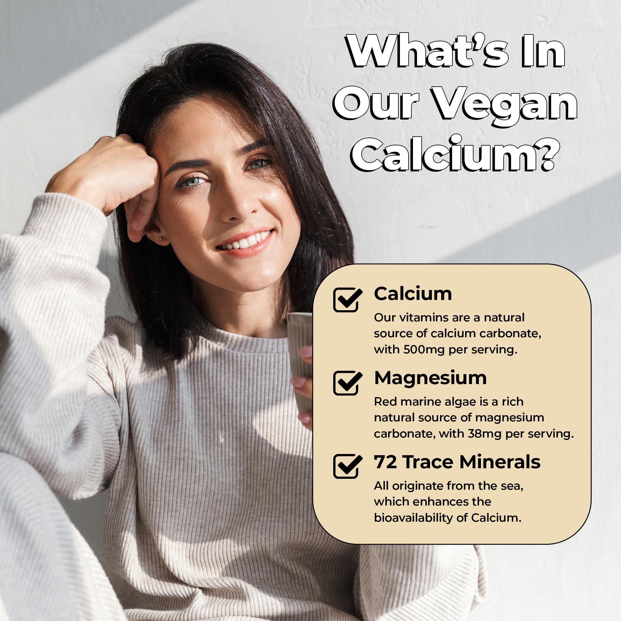 Future Kind Vegan Calcium Supplement (60 Capsules) - Plant-Based Calcium Magnesium Supplement Sourced from Iceland for Teeth and Bone Support - Calcium Supplements for Women & Men