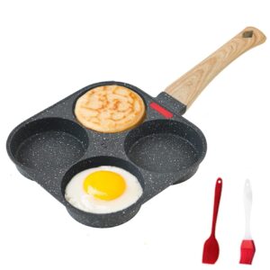 HUPECHAM 4-Cup Egg Pan Nonstick, and Healthy Granite Egg Frying Pan, Versatile Breakfast Skillet for Eggs, Pancakes, Plett, Crepes, Compatible with Gas Stove and Induction Cooktop