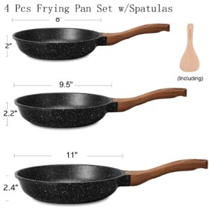 ESLITE LIFE Nonstick Ceramic Frying Pans Skillets Set, Non-Toxic Egg Omelette Kitchen Cooking Pans Compatible with All Stovetops (Gas, Electric & Induction), PTFE & PFOA Free (Black)