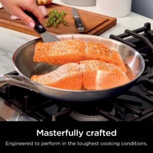 Ninja C90026 EverClad Commercial-Grade Stainless Steel 10.25" Fry Pan, Tri-Ply Pans, Oven Safe to 600°F, PFAS Safe, All Stovetops & Induction Compatible, Stainless