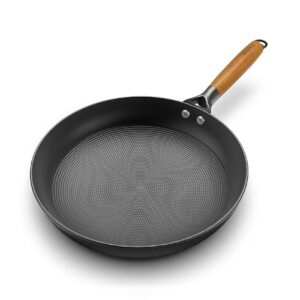 imarku frying pan - 12inch non stick frying pan honeycomb cast iron skillets, large frying pans nonstick dishwasher safe, oven safe kitchen pans for cooking with stay-cool wood handle