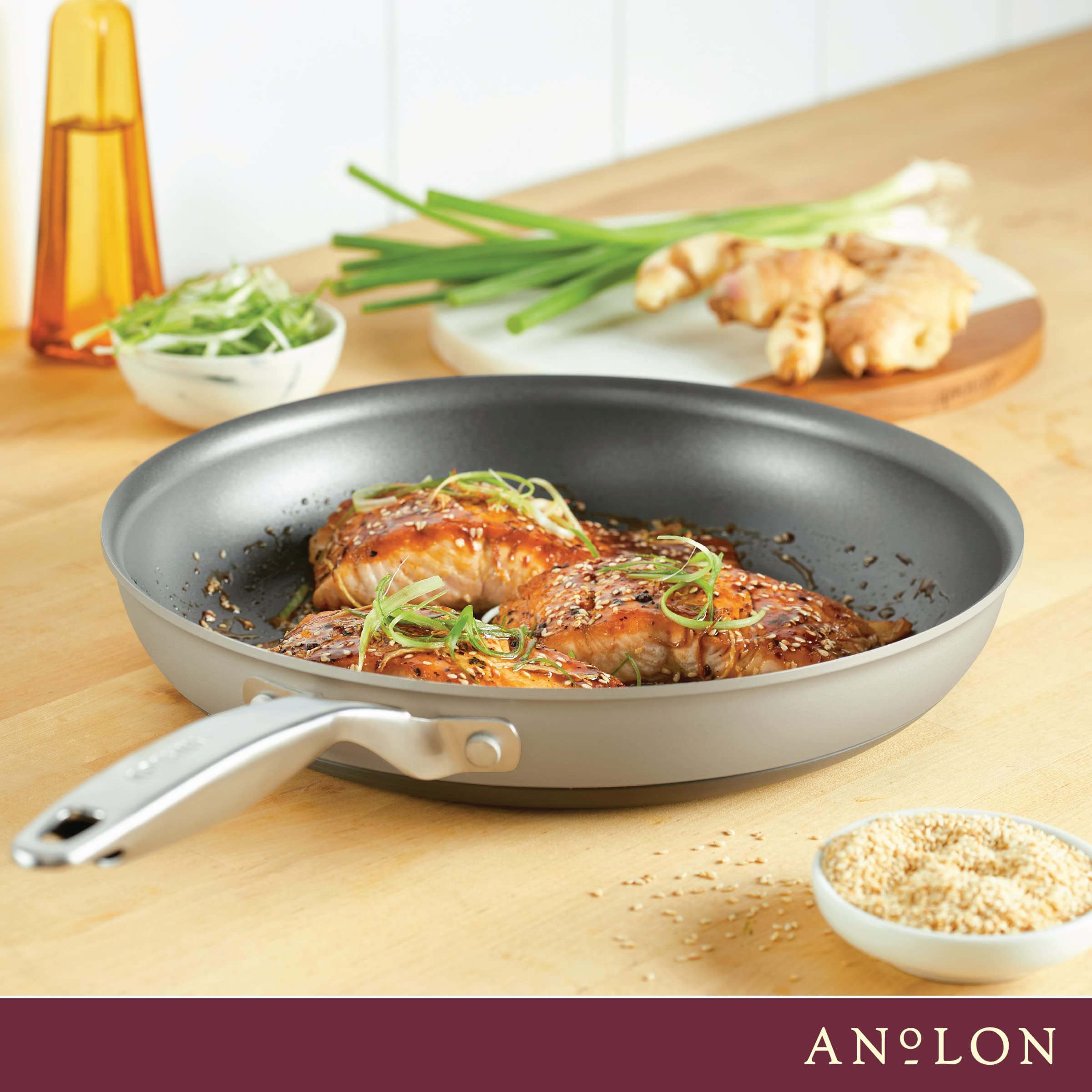 Anolon Achieve Hard Anodized Nonstick Frying Pan/Skillet, 12 Inch, Silver