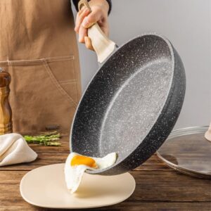 Motase Nonstick Frying Pan Skillets 3-Piece Set 8/9.5/11 inch, Granite Coating Omelette Pan, 100% PFOA free Cookware Pan, Non Stick Stone Frying Pan Skillets Set