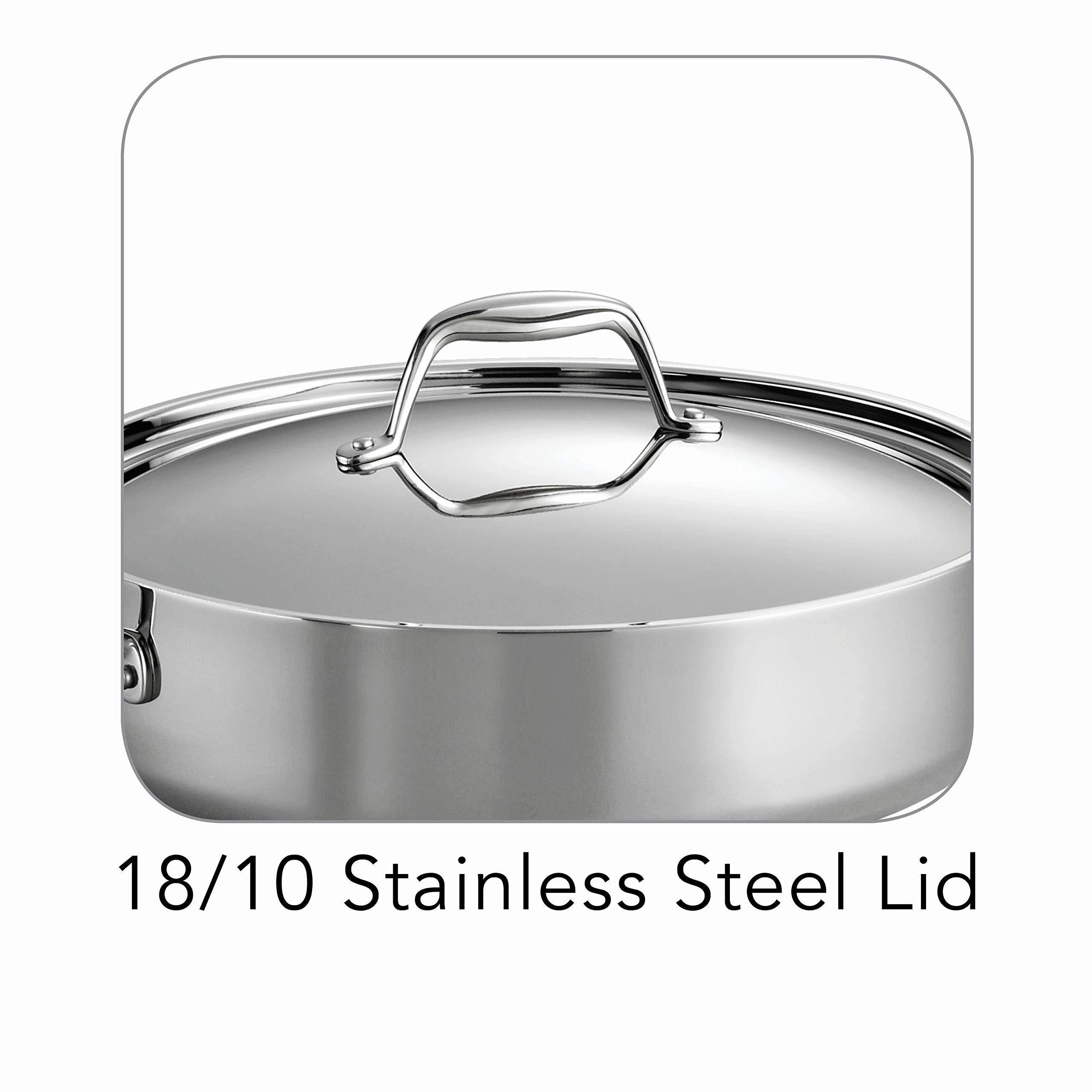 Tramontina Covered Deep Saute Pan Stainless Steel Tri-Ply Clad 6 Qt, 80116/073DS