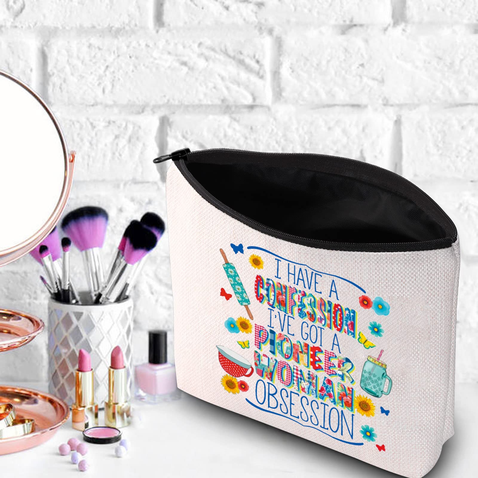 WZMPA Pioneer Woman Cosmetic Makeup Bag Cooking Lovers Gift I Have A Confession I've Got A Pioneer Woman Obsession Zipper Pouch Bag For Women Girls (Have A Confession)