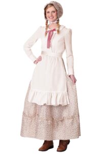 fun costumes pioneer woman costume, bonnet, apron, small