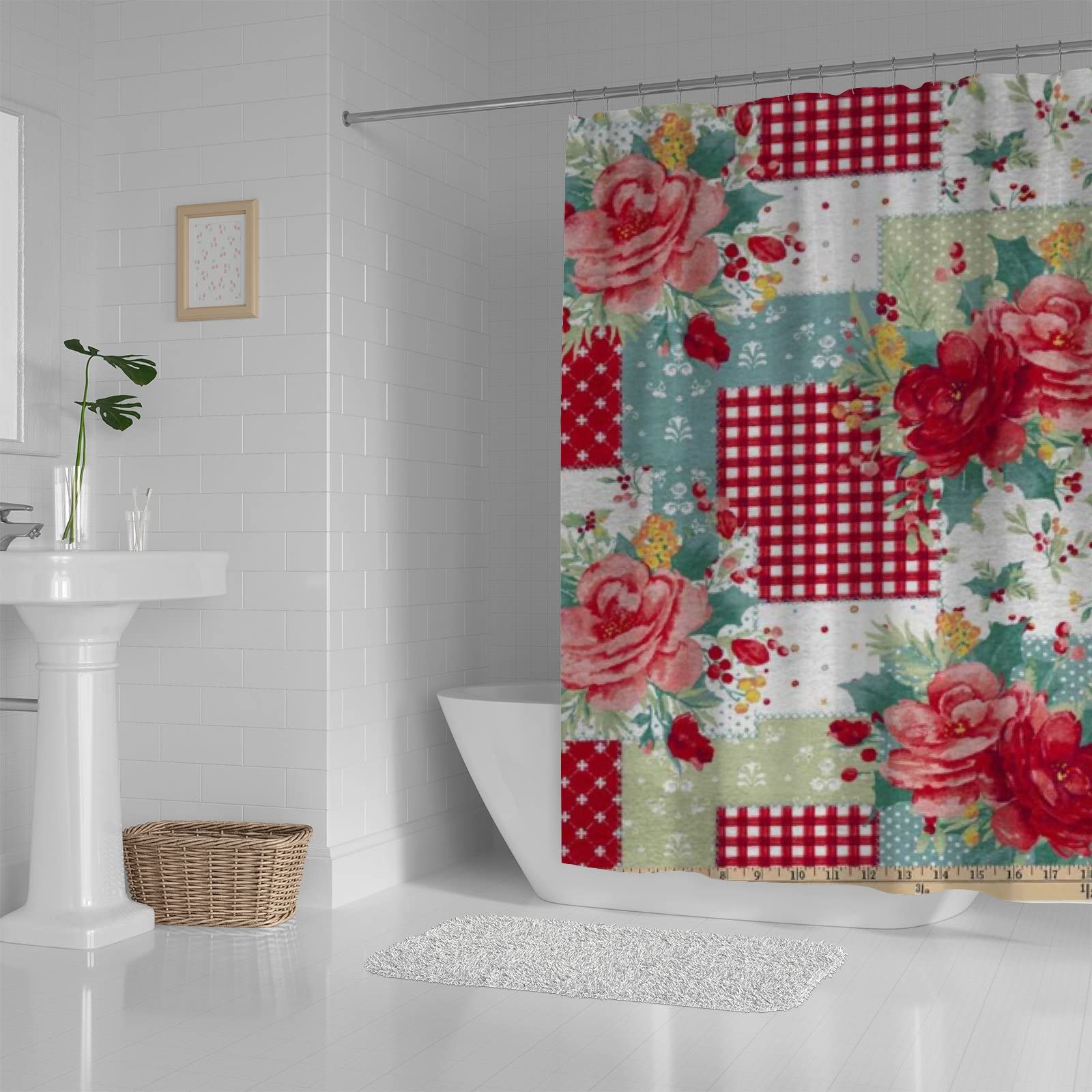 Shower Curtain-The Pioneer Woman Rose-for Bathroom Curtains Waterproof with Hooks Easy Install Contemporary Bathroom Decor 60x72in