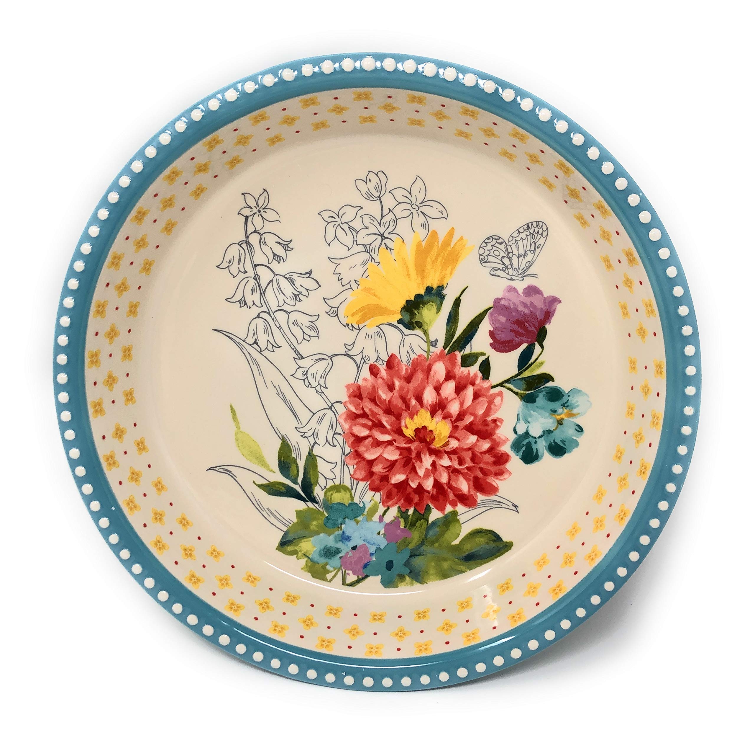 The Pioneer Woman Blooming Bouquet Pie Dish-Stoneware 9 Inch Pie Pan For Everyday And Holiday Baking