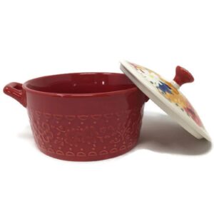 Pioneer Woman Mini Casserole with Lid - Fiona Floral Red