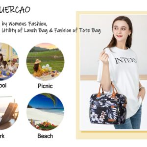 TuErCao Lunch Box for Women - Adult Insulated Lunch Bag Ladies Lunch Tote Bag for Work Loncheras para Mujer de Trabajo, Floral