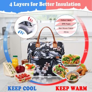 TuErCao Lunch Box for Women - Adult Insulated Lunch Bag Ladies Lunch Tote Bag for Work Loncheras para Mujer de Trabajo, Floral