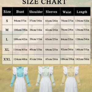 FORTMAC Pioneer Dress Women-Prairie Dress Women 1800s Amish Colonial Dress Women Bonnet Apron Blue S