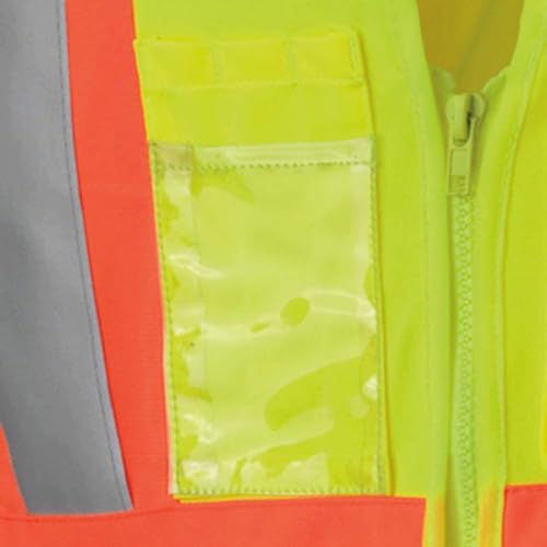 Pioneer Safety Vest for Women with Pockets - Hi-Vis Reflective Tape - for Construction - Yellow/Green